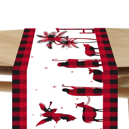 Urlaub Tischläufer | Plaid Red Black | 71x13 Zoll Geburtshelfer Wintertracloth mit Heiliger Nacht-Szene | Elegante festliche Abdeckung für Weihnachten Abendessen Event-Saison Kollektion Urlaub Tischläufer | Plaid Red Black | 71x13 Zoll Geburtshelfer Wintertracloth mit Heiliger Nacht-Szene | Elegante festliche Abdeckung für Weihnachten Abendessen Event-Saison Kollektion von ycezw