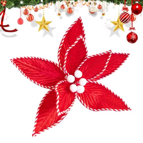 Weihnachtsflanellblumen, Weihnachtsblumen mit Stielen, künstliche rote Flanellblüten, sichere und harmlose künstliche Blumendekoration für Winterfeste, Gärten, Weihnachtsbäume, Weihnachtsflanellblumen, Weihnachtsblumen mit Stielen, künstliche rote Flanellblüten, sichere und harmlose künstliche Blumendekoration für Winterfeste, Gärten, Weihnachtsbäume, von ycezw