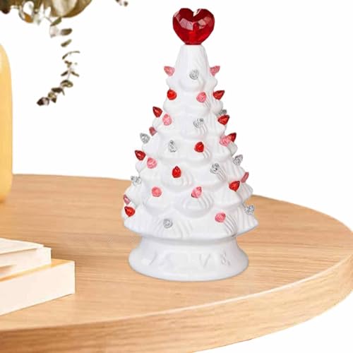 Weißer Keramik Baum - Retro Keramik Baum, Keramik Schreibtischbaum | Keramische Baum mit Herz Baum Top Valentinstag Design, batteriebetriebene LED Tischplatte Baum Vintage für Weihnachtsdekoration Weißer Keramik Baum - Retro Keramik Baum, Keramik Schreibtischbaum | Keramische Baum mit Herz Baum Top Valentinstag Design, batteriebetriebene LED Tischplatte Baum Vintage für Weihnachtsdekoration von ycezw