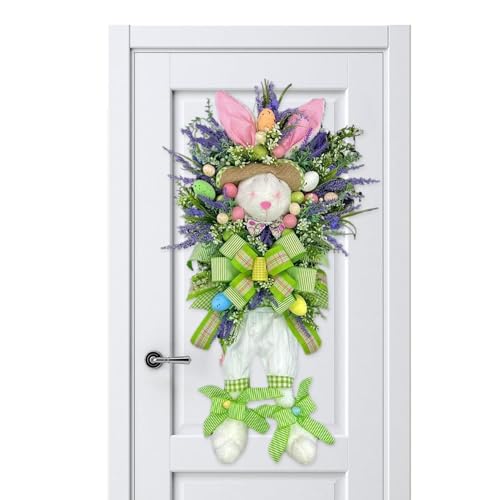 Ycezw Oster-Kaninchen Krone - Osterkronen für Einstiegstür, Künstliche Frühlingskrone für Oster-Eingangstür | Girl von Blumen und Tieren für Kamin, von ycezw