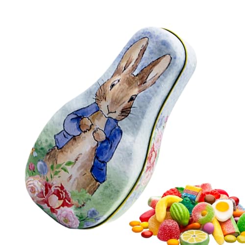 Ycezw Oster-Süßigkeit-Box in Zinn mit Ostern Süßigkeiten Aufbewahrungsbox Zinnkasten mit Vintage Zinn Ostern Griff für Urlaubsdekorationen von ycezw