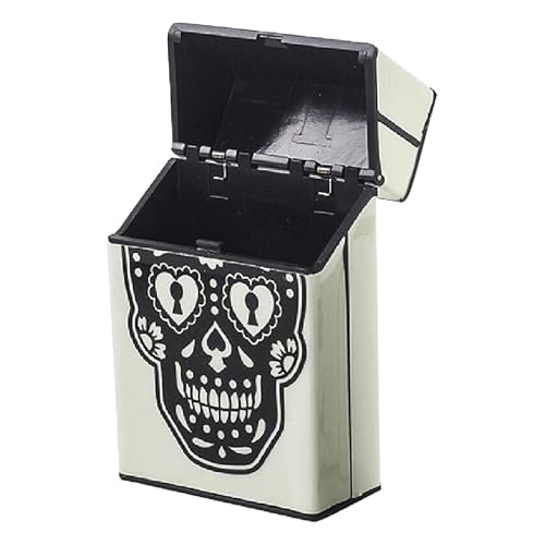Zigarettenboxen - Zigarette Aufbewahrungsbox, Zigarettenhalterhülle | Glow-In-The-Dark Zigarettenhülle, tragbare Box mit Schädel-Design, passend für Zigaretten, Feuerzeuge, Taschen, ideal für Partys von ycezw