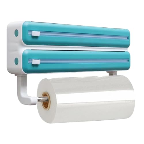 ycezw Aluminiumfolie-Spender, nachfüllbarer Wickelspender - Wandhalterung Küche Aluminiumfolienhalter,mit Gewebeständer Mat Cling Wrap Film Cutter Wrap Aufbewahrungsbox Spender, multifunktional für von ycezw