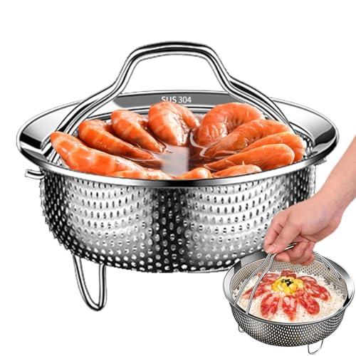 ycezw Dampfkorb zum Kochen, Dampfkorb aus Metall | Stahl Reis Washer Dampfer Korb - Wasserdichte Pfanne Dampfgarer Basketball Sieb, Gemüse Dampfbehälter für verschiedene Größen Töpfe von ycezw