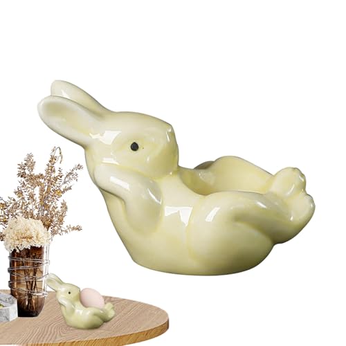 ycezw Eierbecherhalter aus Keramik, Eierbecher Kaninchen | Einzigartiger Eierhalter aus Keramik für die Küche, Eierhalter zur Osterdekoration, Eierbecher Tablett von ycezw