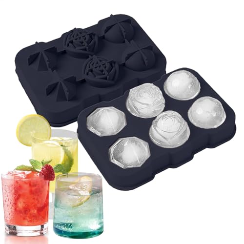 ycezw Eiswürfelschale Silikon,Eiswürfelschale aus Silikon - Easy Release Form | 6 Cavity Schokoladenseife Form mit Deckel, leicht lösende Eisballmaschine für Whisky Getränke von ycezw