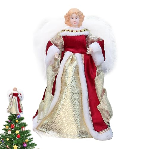 ycezw Engel Tree Topper, Weihnachten Engel Tree Topper | Topper Dekor | Weihnachtsschmuck Top Figurine mit Flügeln für Weihnachtsbaumdekoration von ycezw