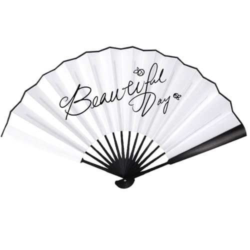 ycezw Faltbarer Ventilator | Stilvolle Seidenfaltfeder | Retro 25 cm Wasserdicht Requisiten Für Tanzen Frauen Musikfestival Kirche Mädchen Prominente Dekoration von ycezw