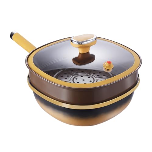 ycezw Freing Pan Induktion - Ergonomisches Kochwerkzeug zum Kochen | Trotzdem die Pfanne mit Deckel, ideal für Snacks zum Frühstück Pfannkuchen Abendessen von ycezw