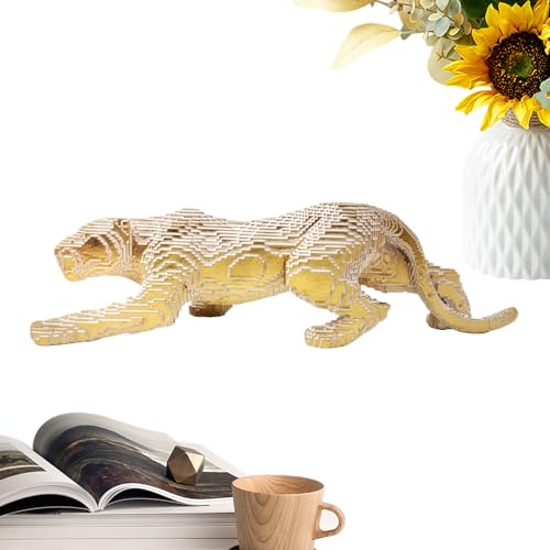 ycezw Gepardstatuette, Harz Leopard Dekorative Kunstskulptur, Leoparden Tischstatue Ornament für Bücherregal Wohnzimmer und Schlafzimmer von ycezw