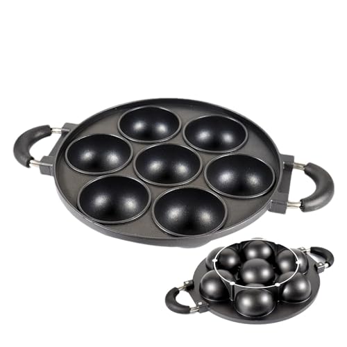 ycezw Gusseisen Kuchenpfanne - 7 Tassen Gusseisen Spiegeleier Pfannkuchen Pfannkuchen Pfannkuchen Hamburger Omelett Herd Grill, vorgewürzte Gusseisen Pfanne zum Kochen von Kuchen; ycezw Gusseisen Kuchenpfanne - 7 Tassen Gusseisen Spiegeleier Pfannkuchen Pfannkuchen Pfannkuchen Hamburger Omelett Herd Grill, vorgewürzte Gusseisen Pfanne zum Kochen von Kuchen; von ycezw