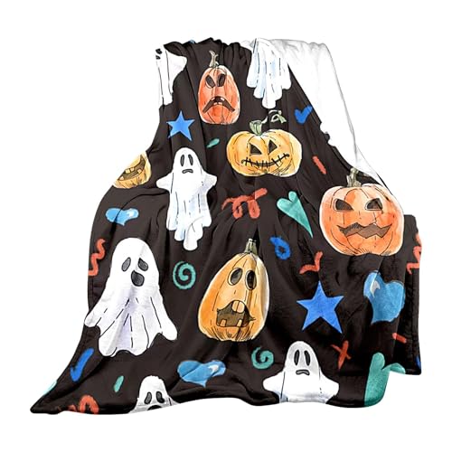ycezw Halloween Geist Decke, Geist Kürbiskin Decke - 39 X59 IN Halloween Cartoon Decke - Weiche Flanell Fleece Decken, Halloween Couchdecke, Halloween Flanell Decke für Kinder ycezw Halloween Geist Decke, Geist Kürbiskin Decke - 39 X59 IN Halloween Cartoon Decke - Weiche Flanell Fleece Decken, Halloween Couchdecke, Halloween Flanell Decke für Kinder von ycezw