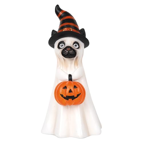 ycezw Halloween Geisterfiguren, Gespenst Hund Katze Sammlerstücke Tischdekoration, Unheimliche Statue Wohnkultur Für Bücherregal Schlafzimmer Tisch Landhausstil von ycezw