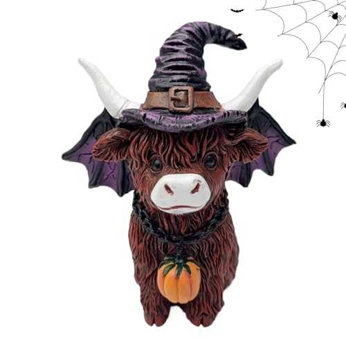ycezw Highland Kuh Interieur | Harz Halloween Dekoration Hochland Kuh | Festliche Sammlerstücke Skulptur Für Schreibtisch Treppenförmige Tablett Für Halle Garten Party Halloween von ycezw
