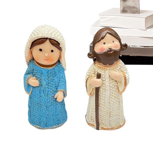 ycezw Jungfrau Maria Statue | Jesus Und Maria Skulptur Für | Harz Religiöse Skulptur Für H Gebetsraum Innenansicht Zeremonie Wohnzimmer Schlafzimmer Bücherregal Sammler em Kirche Andaktsraum von ycezw