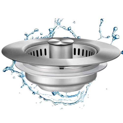ycezw Küchenablauf,Küchenspüle Abflusssieb,Edelstahl Pop Up Spüle Stopper | Anti-Verstopfung Spüle Essen Catcher Korb für 3-1/2 Abwasser, Geruchfilter von ycezw
