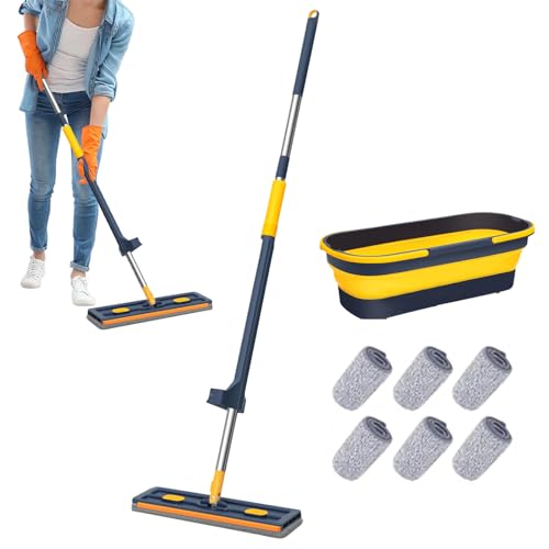 ycezw Mikrofaser Flachwischer,Kratzer Bodenreinigungswerkzeuge - Flachmopp Mit langen Griff Für Parkett, Fliesen, Teppich, Badezimmer, Apartment, Wohnzimmer, Schlafzimmer von ycezw