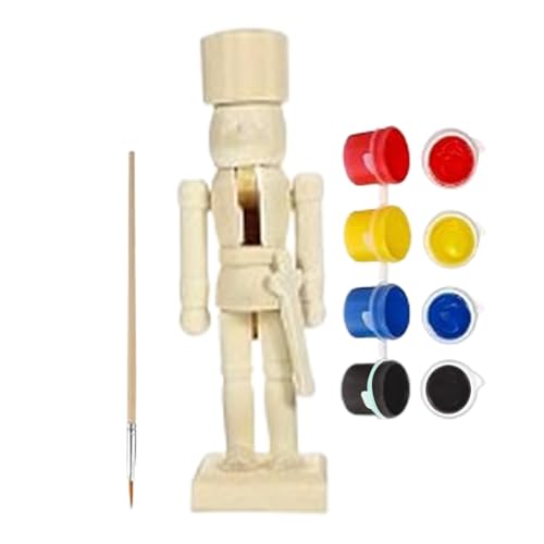 ycezw Miniatur-Weihnachtsfiguren, Skulpturen Wohnkultur,Lustige unvollendete Nussknacker Malbarer Nussknacker - dekorative Figuren Ästhetische Raumdekoration für Tisch Bücherregale von ycezw