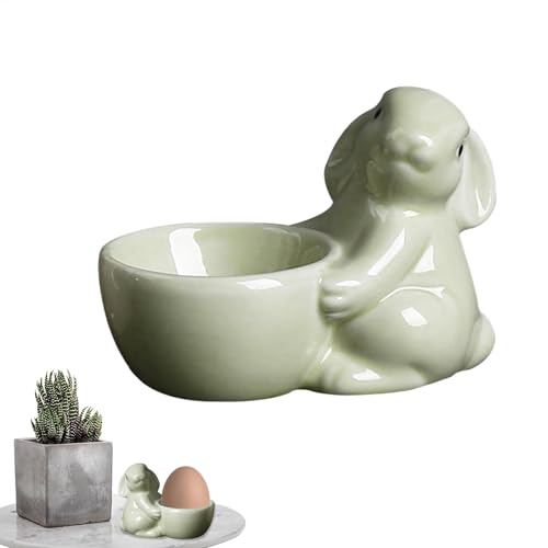 ycezw Ostereibecher, Eierbecher aus Porzellan - Keramik Kaninchen Statue Eierschale,Süße und einfache Osterhase Ei Stand Dekoration, für gekochte Eier von ycezw
