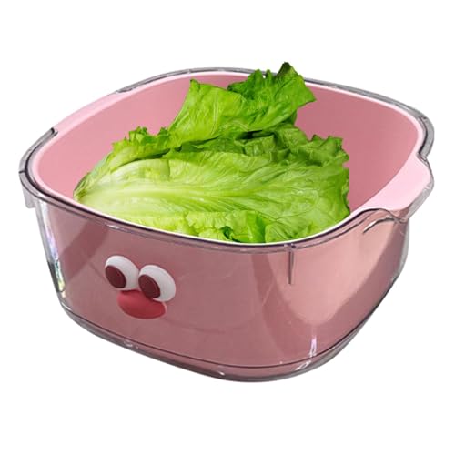 ycezw Schüssel mit Sieb, Sieb mit Schüssel, 2 in 1 Waschsieb für Obst und Gemüse, Doppelschicht-Lebensmittelabflussfass, multifunktionale süße Gemüsekorb zum Reinigen von Nudelsalat mit Beeren ycezw Schüssel mit Sieb, Sieb mit Schüssel, 2 in 1 Waschsieb für Obst und Gemüse, Doppelschicht-Lebensmittelabflussfass, multifunktionale süße Gemüsekorb zum Reinigen von Nudelsalat mit Beeren von ycezw