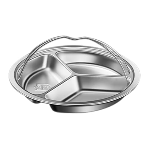 ycezw Split Mahlzeitschale, Multifunktionskochfeld Dampfkorb - Überdachtes Essen Tablett | Split Essen Pfanne Ergonomischer Griff Geeignet für Dampfgarer für gesundes Kochen von ycezw