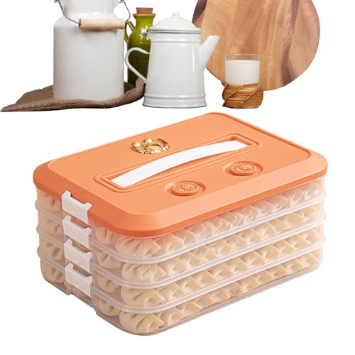 ycezw Stapelbare Kloßbehälter, Kloß Aufbewahrungsbox mit Deckel, 4-lagige Lebensmittelknödelbox, mit Deckel Timer, transparente Lunchbox mit hoher Kapazität für Gefrierschrank von ycezw