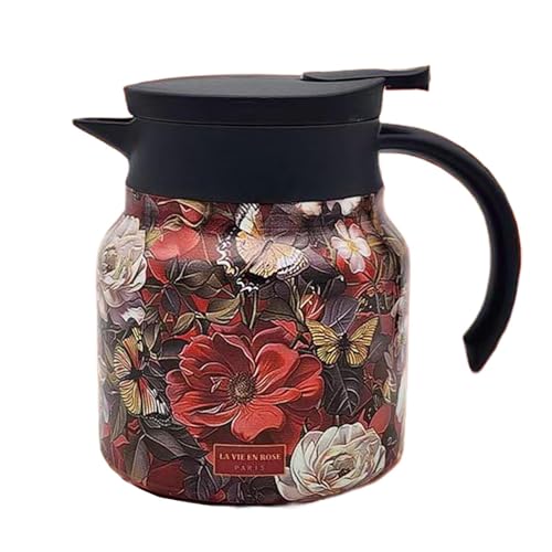 ycezw Thermo-Kaffeekaraffe, Thermokaraffe für heiße Getränke, isoliert, Retro-Blumenmuster, Getränkespender 33,8 oz mit Teesieb und Sieb für Kaffee und Wasser ycezw Thermo-Kaffeekaraffe, Thermokaraffe für heiße Getränke, isoliert, Retro-Blumenmuster, Getränkespender 33,8 oz mit Teesieb und Sieb für Kaffee und Wasser von ycezw