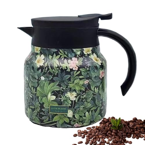 ycezw Thermokaraffe für heiße Getränke, Karaffe für heiße Flüssigkeiten | isolierte Kaffeekannen mit Retro-Blumenmuster | Getränkespender 33,8 oz mit Teesieb und Sieb für Kaffee ycezw Thermokaraffe für heiße Getränke, Karaffe für heiße Flüssigkeiten | isolierte Kaffeekannen mit Retro-Blumenmuster | Getränkespender 33,8 oz mit Teesieb und Sieb für Kaffee von ycezw