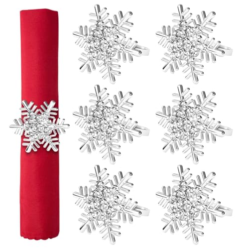 ycezw Weihnachten Serviettenringe,Schneeflocke Serviettenringe | 6 Teile Metall Serviettenringe Serviettenhalter Schnallen,Praktische Tischdekoration Serviettenschnallen für Urlaubsfeiern ycezw Weihnachten Serviettenringe,Schneeflocke Serviettenringe | 6 Teile Metall Serviettenringe Serviettenhalter Schnallen,Praktische Tischdekoration Serviettenschnallen für Urlaubsfeiern von ycezw