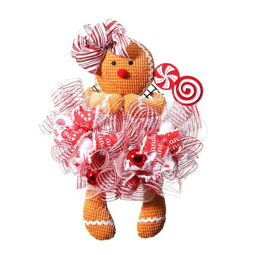ycezw Weihnachtskranz mit Zuckerstange und Bändern, Weihnachtsschmuck für den Baum, für den Innen- und Außenbereich, ycezw Weihnachtskranz mit Zuckerstange und Bändern, Weihnachtsschmuck für den Baum, für den Innen- und Außenbereich, von ycezw
