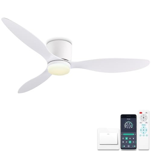 ycwdcz Ø106 cm Deckenventilator mit Beleuchtung, Reversibel DC Motor, Deckenlampe mit Ventilator Leise 6 Gang mit Timer, 3 CCT wählbar, Deckenleuchte mit Ventilator für Schlafzimmer, Wohnzimmer, Weiß von ycwdcz