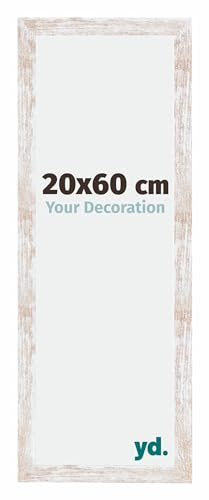 yd. Your Decoration - Bilderrahmen 20x60 cm - White Wash - Bilderrahmen aus MDF mit Acrylglas - Antireflex - 20x60 Rahmen - Catania von yd.