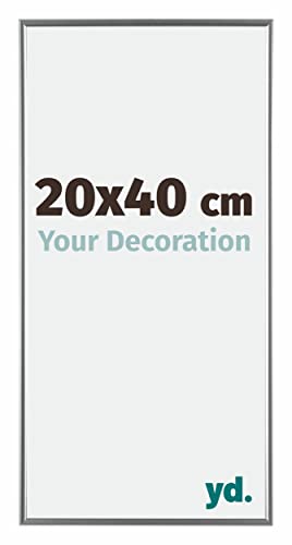 yd. Your Decoration - Bilderrahmen 20x40 cm - Silber Hochglanz - Bilderrahmen aus Kunststoff mit Acrylglas - Antireflex - 20x40 Rahmen - Evry von yd.