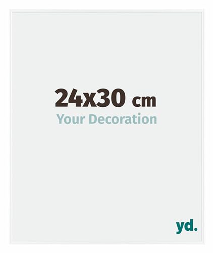 yd. Your Decoration - Bilderrahmen 24x30 cm - Weiß Hochglanz - Bilderrahmen aus Kunststoff mit Acrylglas - Antireflex - 24x30 Rahmen - Evry von yd.