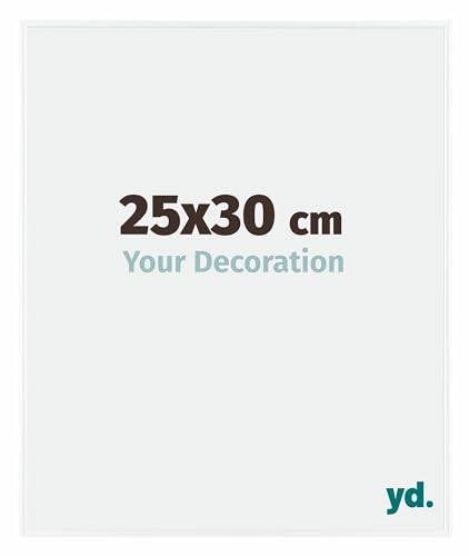 yd. Your Decoration - Bilderrahmen 25x30 cm - Weiß Hochglanz - Bilderrahmen aus Kunststoff mit Acrylglas - Antireflex - 25x30 Rahmen - Evry von yd.