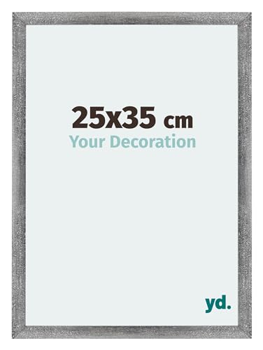 yd. Your Decoration - Bilderrahmen 25x35 cm - Grau Gewischt - Billderrahmen aus MDF mit Acrylglas - Antireflex - 25x35 Rahmen - Mura von yd.