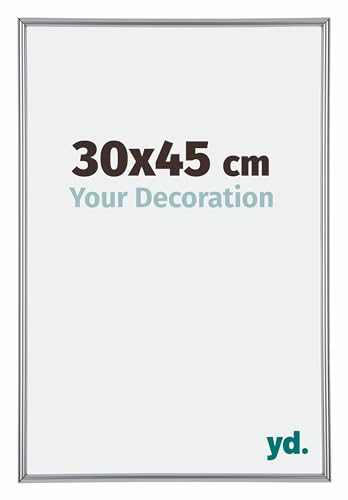 yd. Your Decoration - Bilderrahmen 30x45 cm - Fotorahmen von Kunststoff mit Sicherheitsglas - Ausgezeichneter Qualität - Silber - UV-beständige Glasplatte - Antireflex - Annecy von yd.