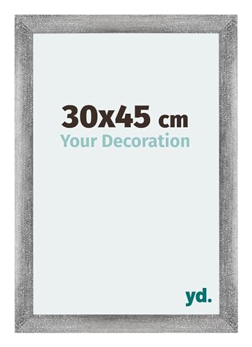 yd. Your Decoration - Bilderrahmen 30x45 cm - Grau Gewischt - Billderrahmen aus MDF mit Acrylglas - Antireflex - 30x45 Rahmen - Mura von yd.