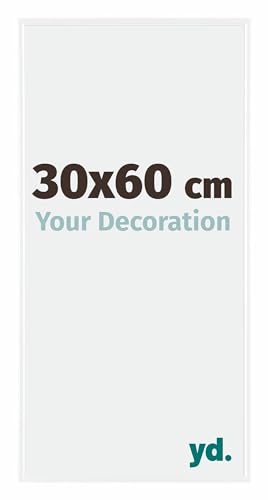 yd. Your Decoration - Bilderrahmen 30x60 cm - Weiß Hochglanz - Bilderrahmen aus Kunststoff mit Acrylglas - Antireflex - 30x60 Rahmen - Evry von yd.