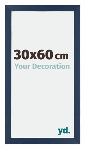 yd. Your Decoration - Bilderrahmen 30x60 cm - Dunkelblau Gewischt - Billderrahmen aus MDF mit Acrylglas - Antireflex - 30x60 Rahmen - Mura von yd.