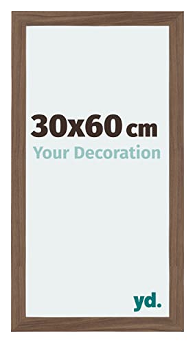yd. Your Decoration - Bilderrahmen 30x60 cm - Nussbaum Dunkel - Billderrahmen aus MDF mit Acrylglas - Antireflex - 30x60 Rahmen - Mura von yd.