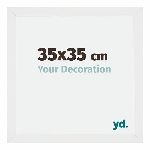 yd. Your Decoration - Bilderrahmen 35x35 cm - Weiß Hochglanz - Billderrahmen aus MDF mit Acrylglas - Antireflex - 35x35 Rahmen - Mura von yd.