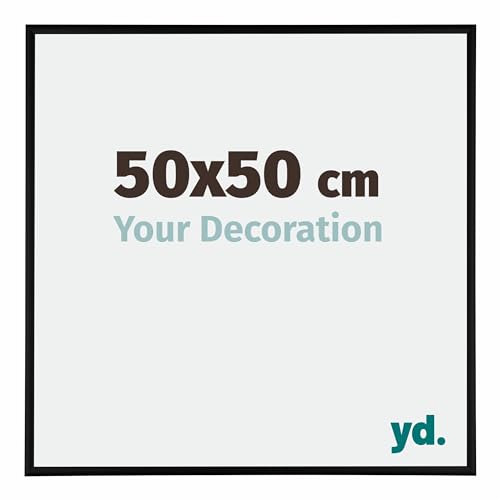 yd. Your Decoration - Bilderrahmen 50x50 cm - Schwarz Matt - Bilderrahmen aus Aluminium mit Acrylglas - Antireflex - 50x50 Rahmen - Kent von yd.