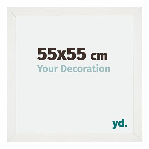 Your Decoration - Bilderrahmen 55x55 cm - Bilderrahmen aus MDF mit Acrylglas - Antireflex - Ausgezeichnete Qualität - Weiss Gemasert - Mura von yd.