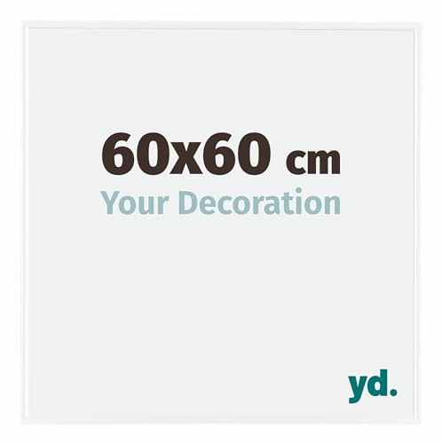 yd. Your Decoration - Bilderrahmen 60x60 cm - Weiß Hochglanz - Bilderrahmen aus Kunststoff mit Acrylglas - Antireflex - 60x60 Rahmen - Evry von yd.