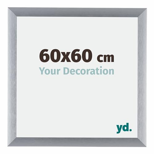 yd. Your Decoration - Bilderrahmen 60x60 cm - Silber Gebürstet - Bilderrahmen aus Aluminium mit Acrylglas - Antireflex - 60x60 Rahmen - Tucson von yd.