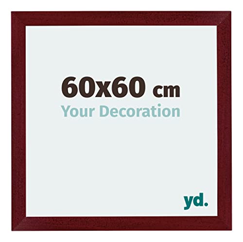 yd. Your Decoration - Bilderrahmen 60x60 cm - Weinrot Gewischt - Billderrahmen aus MDF mit Acrylglas - Antireflex - 60x60 Rahmen - Mura von yd.
