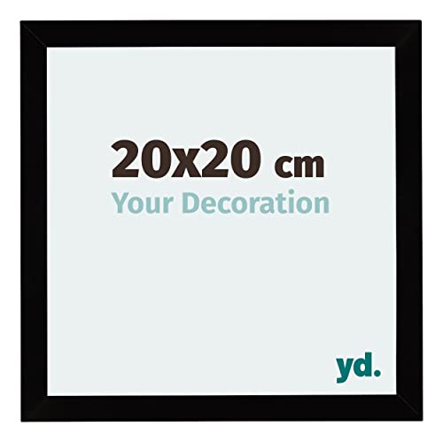 yd. Your Decoration - Bilderrahmen 20x20 cm - Schwarz Hochglanz - Billderrahmen aus MDF mit Acrylglas - Antireflex - 20x20 Rahmen - Mura von yd.