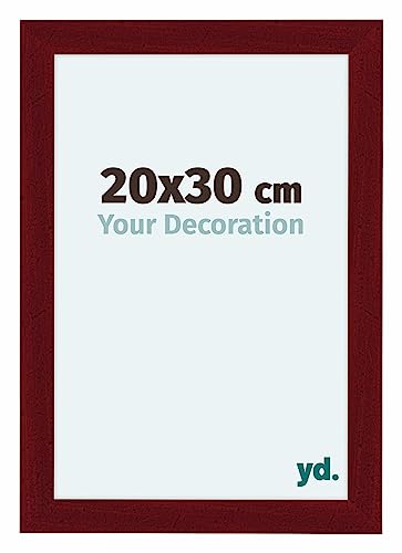 yd. Your Decoration - Bilderrahmen 20x30 cm - Weinrot Gewischt - Bilderrahmen aus MDF mit Acrylglas - Antireflex - 20x30 Rahmen - Como von yd.