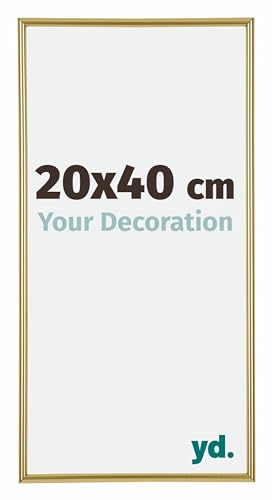 yd. Your Decoration - Bilderrahmen 20x40 cm - Gold - Bilderrahmen aus Kunststoff mit Acrylglas - Antireflex - 20x40 Rahmen - Annecy von yd.